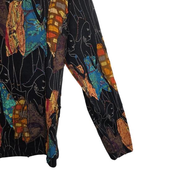 Chico's VTG Womens Bohemian Mixed Media Art to Wear Outline Top SZ XL 16 NWT - Picture 3 of 10